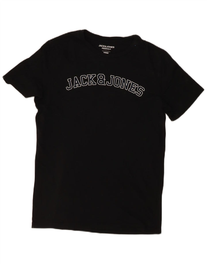 Мужская футболка с рисунком Jack & Jones стандартного кроя, средний черный хлопковый топ