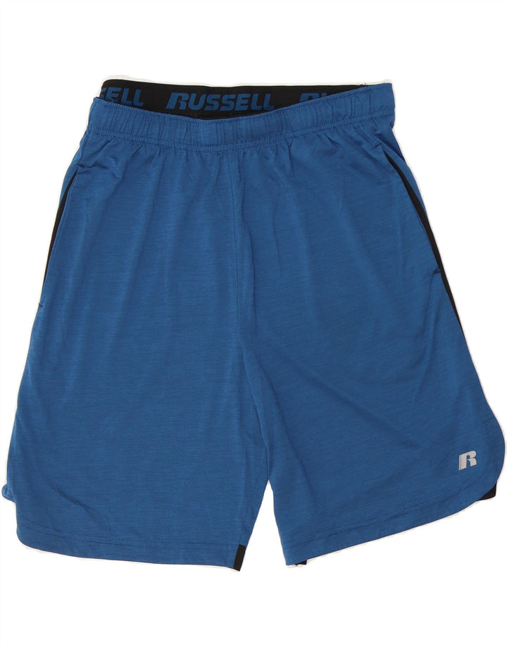 RUSSELL ATHLETIC Mens Sport Shorts Large  Blue Colourblock Polyester Vintage Russell Athletic and Second-Hand Russell Athletic from Messina Hembry 