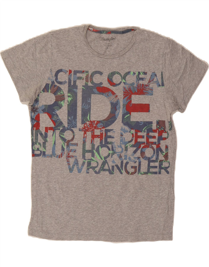 WRANGLER Mens Regular Fit Graphic T-Shirt Top Small Grey Cotton Vintage Wrangler and Second-Hand Wrangler from Messina Hembry 