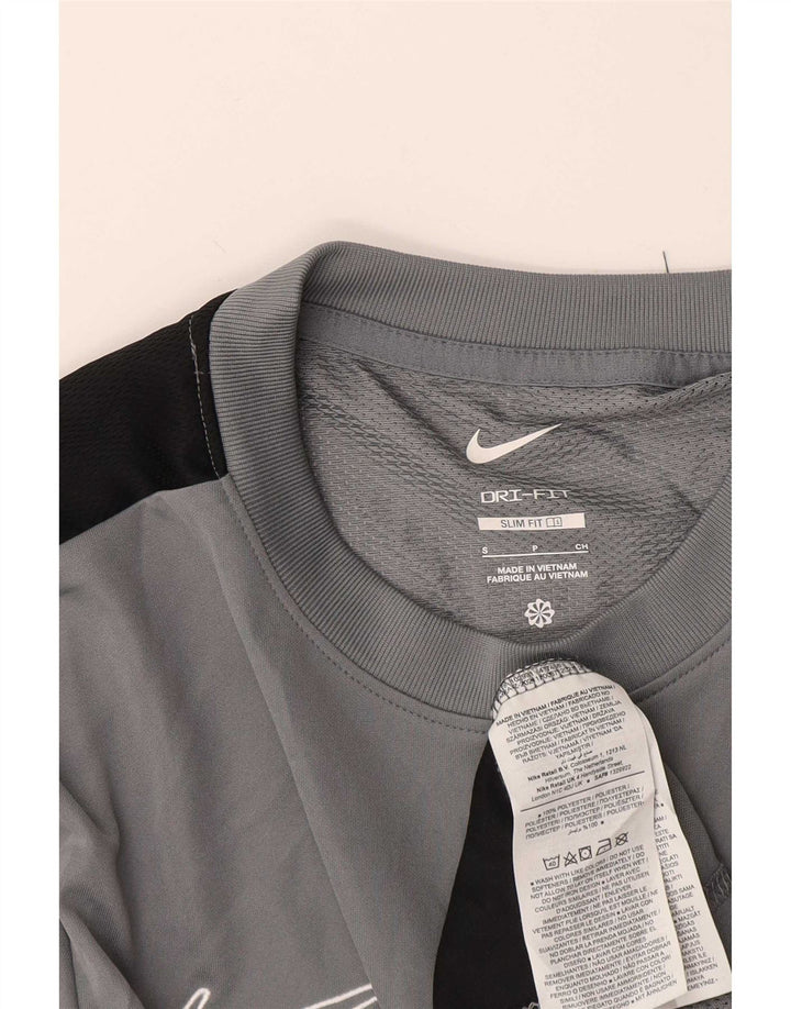 Мужская футболка Nike Dri Fit Slim Fit, маленький серый полиэстер с цветными блоками