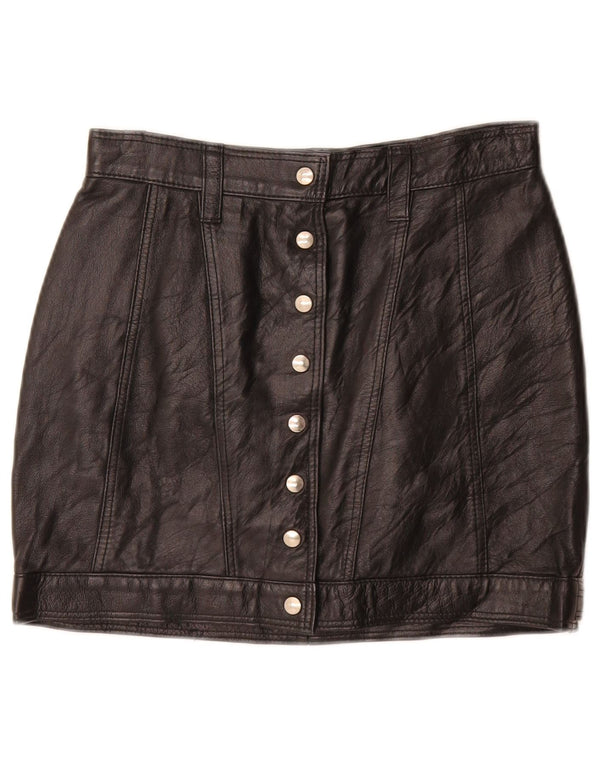 Винтажная женская мини-кожаная юбка W26, маленькая, черная