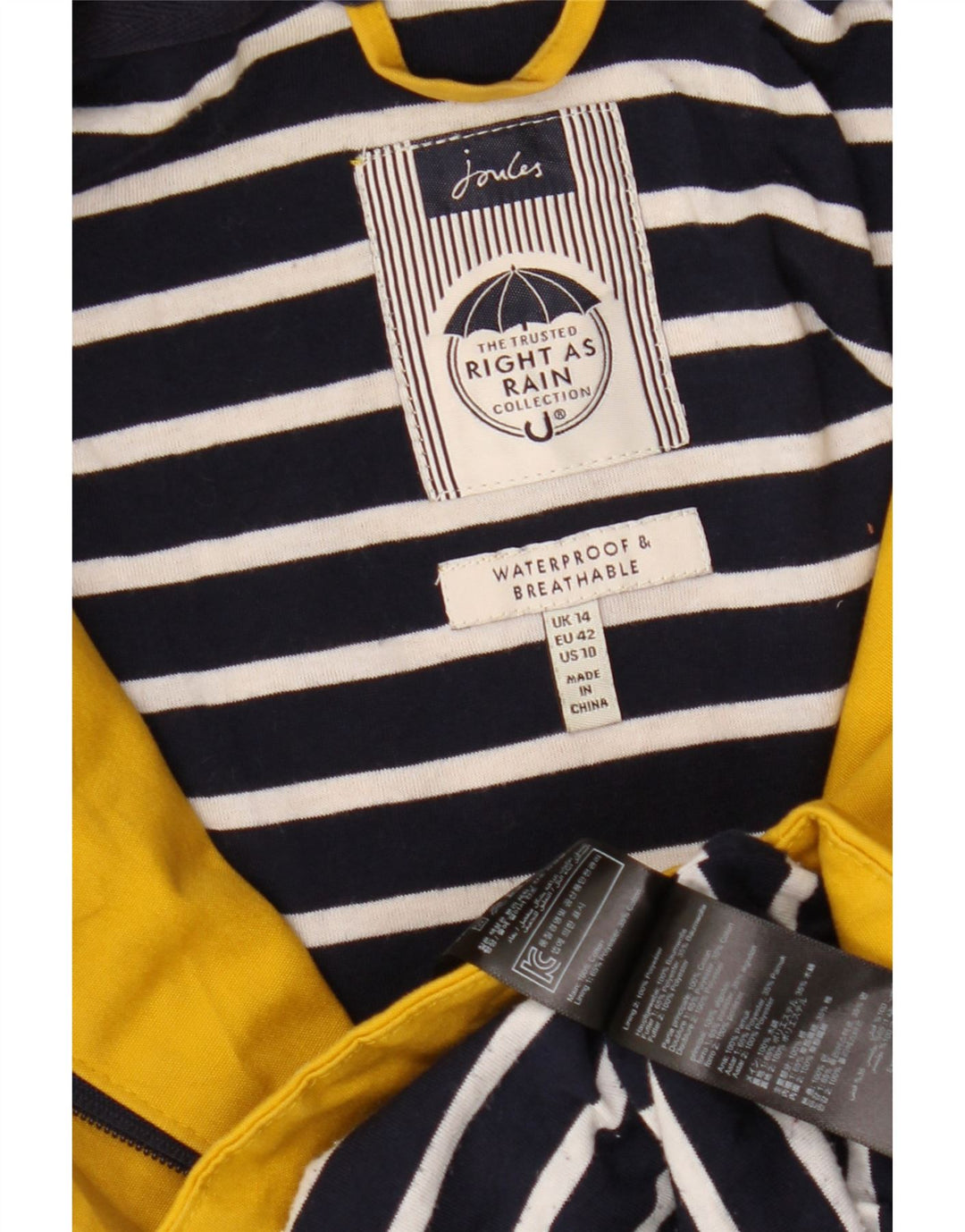 JOULES Женский плащ с капюшоном UK 14, большой, желтый, полиэстер