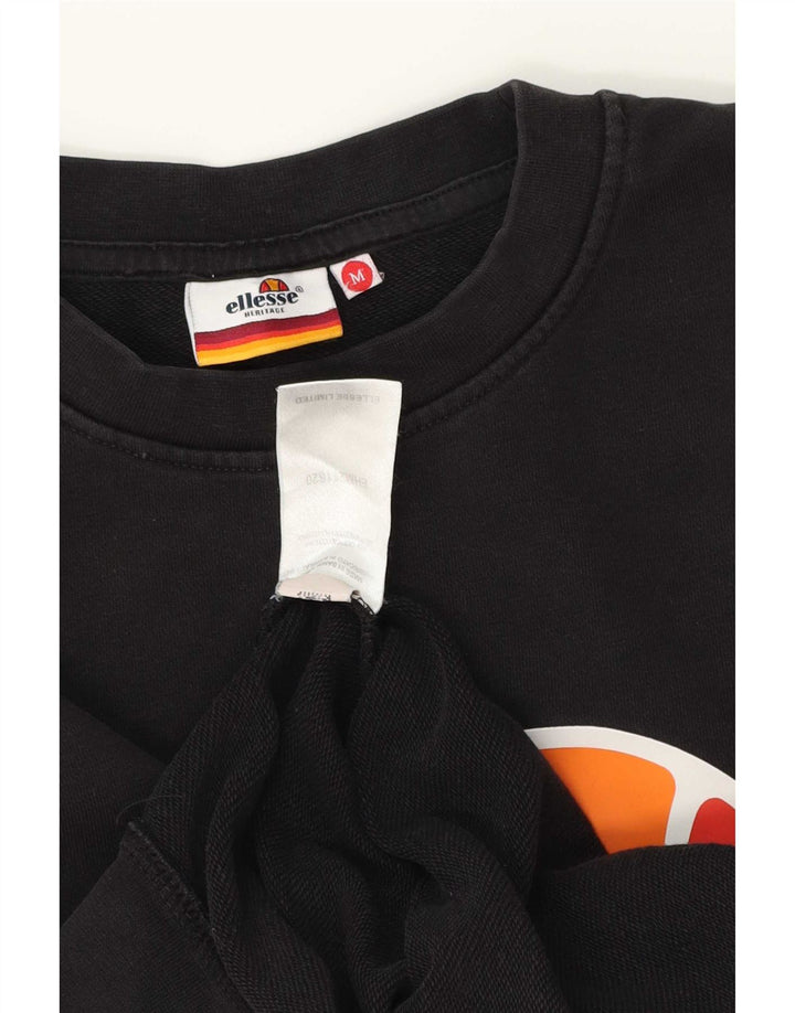 Мужской свитшот Ellesse Heritage с графическим рисунком, средний черный хлопковый джемпер