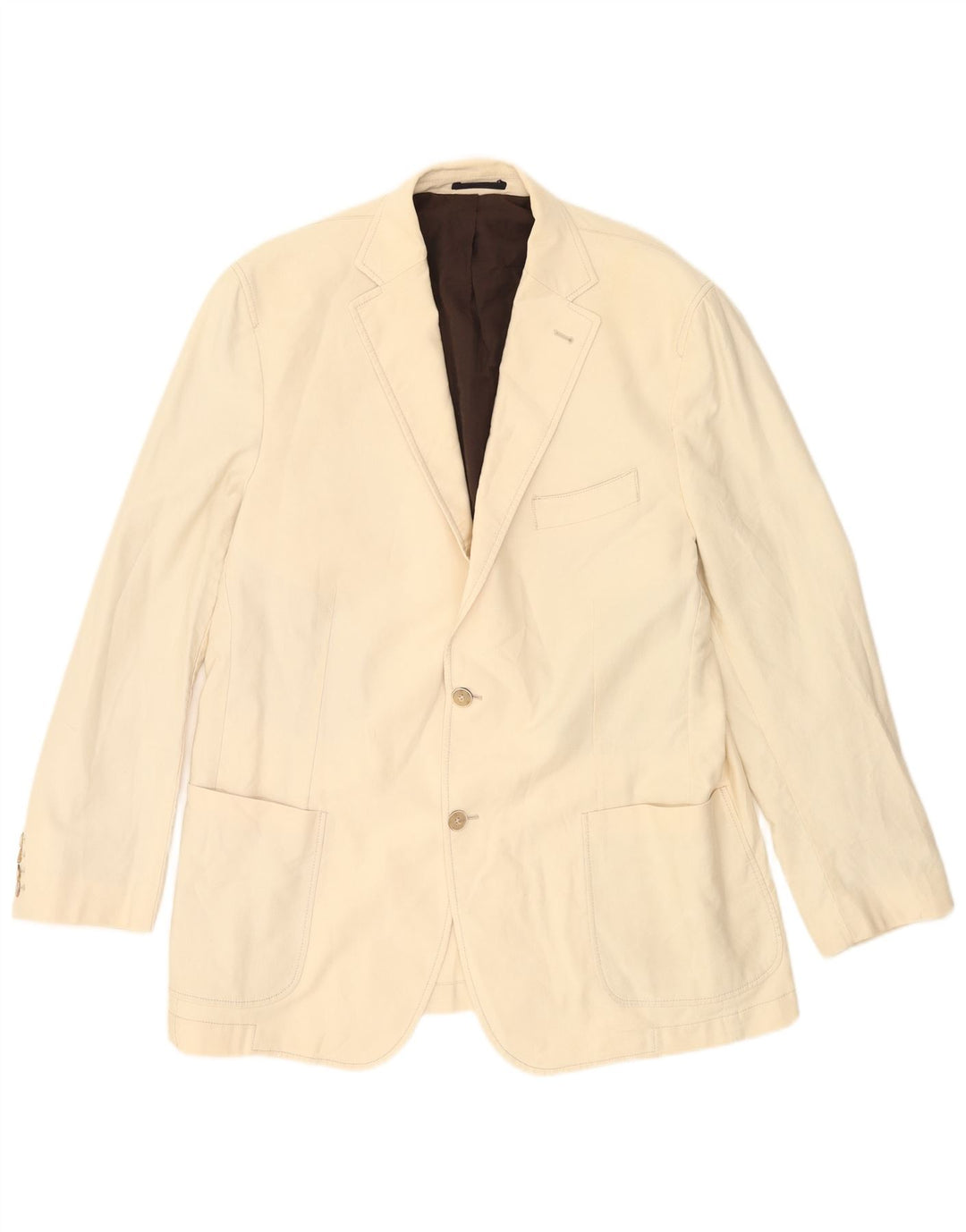 Мужской пиджак Massimo Dutti на 2 пуговицах EU 56 XL, бежевый хлопок