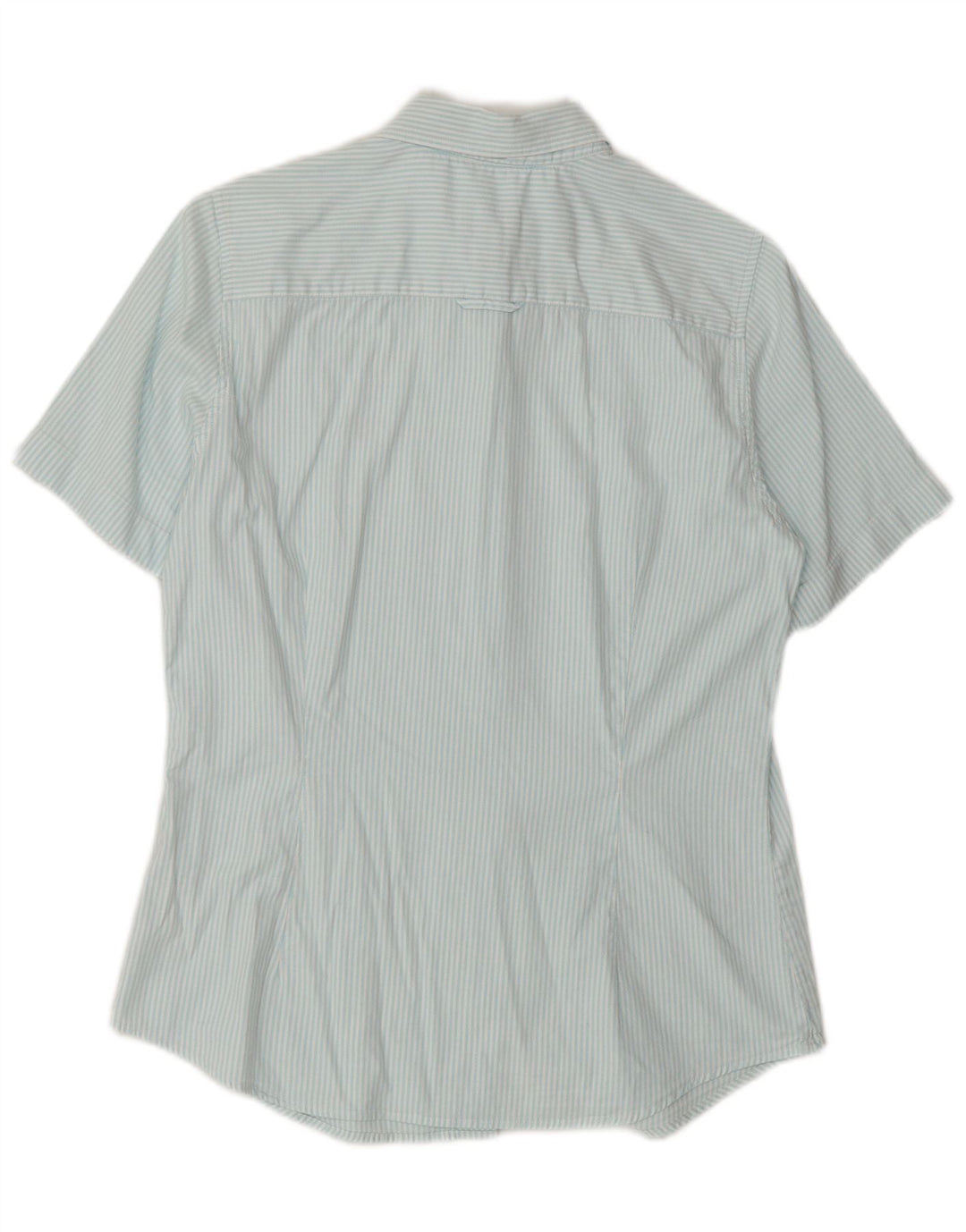 GANT Женская рубашка с коротким рукавом UK 12, средний синий хлопок в тонкую полоску