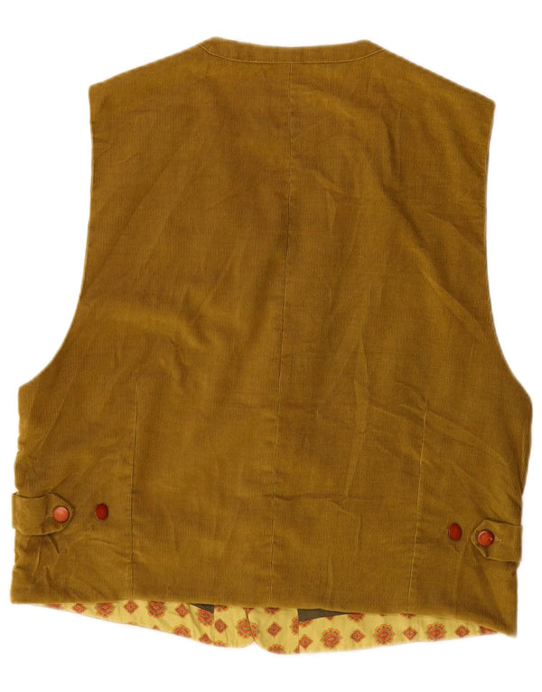 Винтажный мужской вельветовый жилет IT 50, хлопковый средний желтый цвет с цветочным принтом