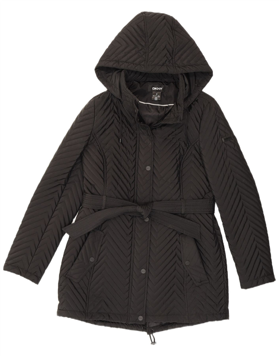 Женская ветровка с капюшоном Dkny UK 12, средний черный с шевроном