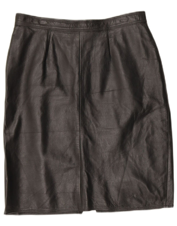 ВИНТАЖНАЯ Женская кожаная юбка W30, черная кожа среднего размера