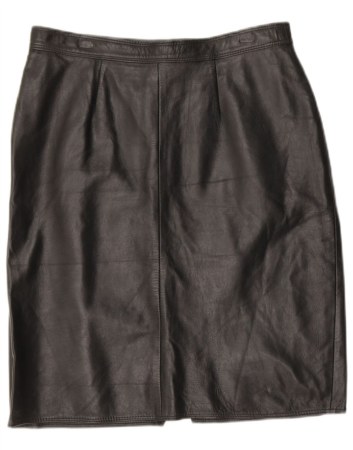 ВИНТАЖНАЯ Женская кожаная юбка W30, черная кожа среднего размера