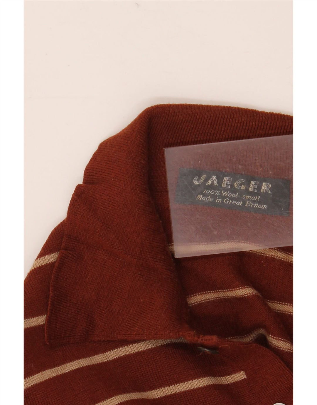Jaeger Мужской свитер-поло с воротником-поло, маленький шерстяной свитер в коричневую полоску