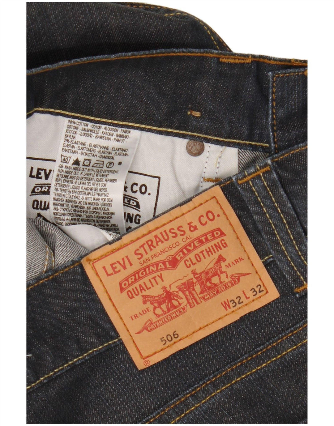 Мужские прямые джинсы LEVI'S 506 Standard Fit W32 L32 Темно-синие, хлопок