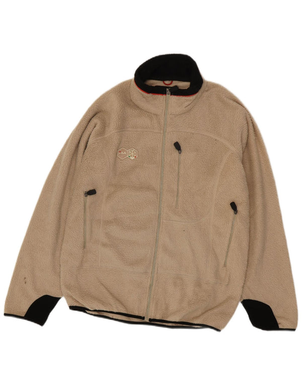 Мужская флисовая куртка Fila UK 40, большая, бежевая, полиэстер с цветными блоками