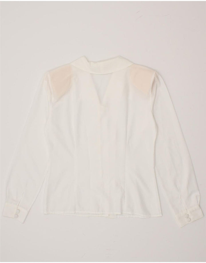 VINTAGE Womens See Through Shirt Blouse IT 42 Medium White Polyester Vintage Vintage and Second-Hand Vintage from Messina Hembry 
