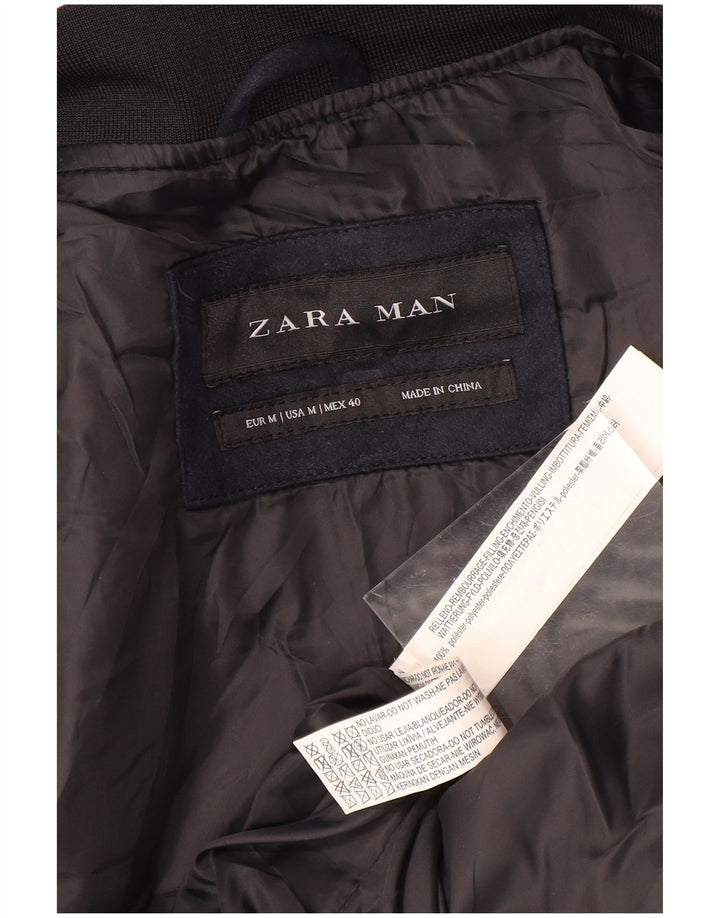 Мужская стеганая куртка Zara UK 38, средний темно-синий полиэстер