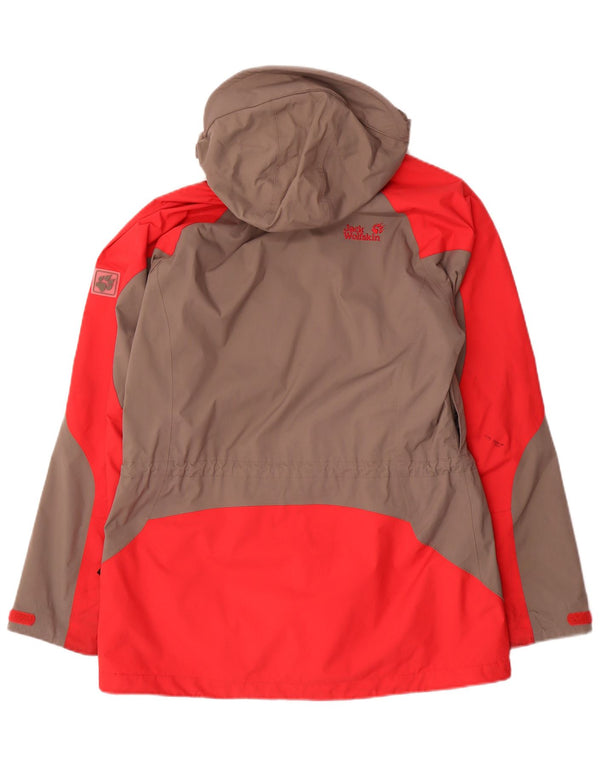 Женская дождевик с капюшоном Jack Wolfskin, Великобритания, 12/14, средний серый цвет с цветными блоками