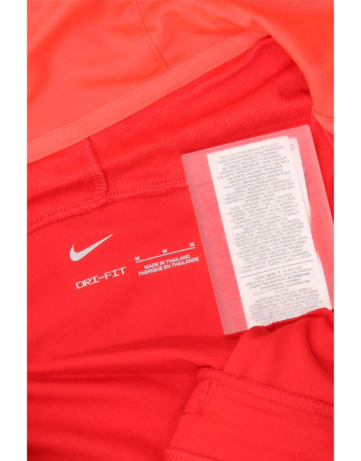 Женский свитер с капюшоном на молнии Nike Dri Fit UK 14, средний красный, полиэстер с геометрическим рисунком