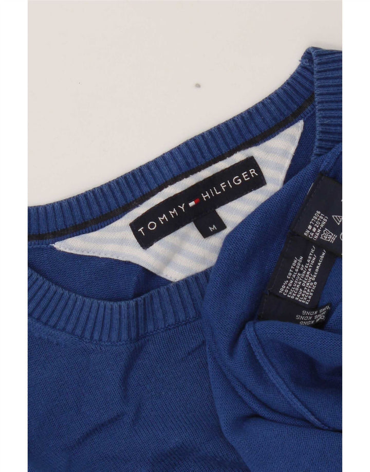 Tommy Hilfiger Мужской джемпер стандартного кроя с круглым вырезом, хлопковый свитер среднего синего цвета