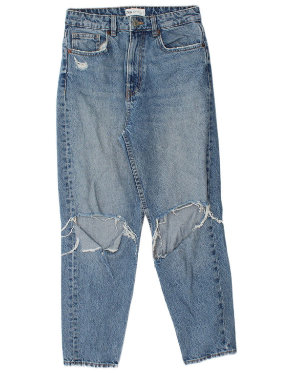 Женские укороченные зауженные джинсы Zara EU 38, маленькие W28 L25, синие, хлопок