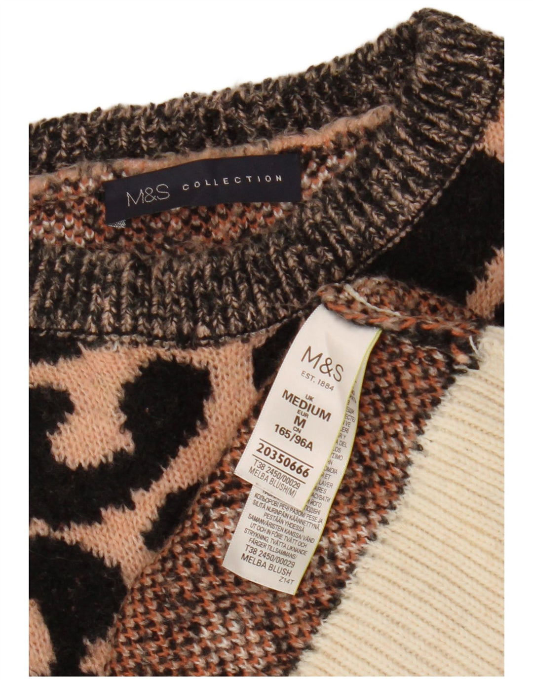 Женский укороченный джемпер с вырезом лодочкой Marks & Spencer UK 14, средний разноцветный