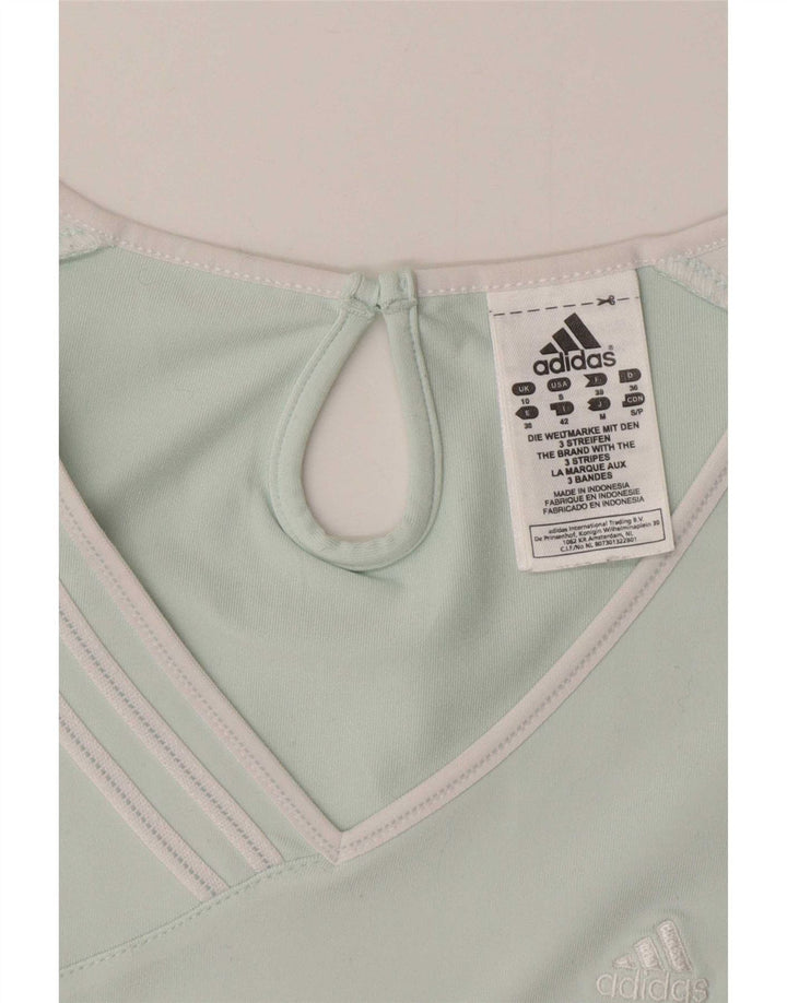 Женская футболка Adidas Climalite Top UK 10, маленький бирюзовый полиэстер