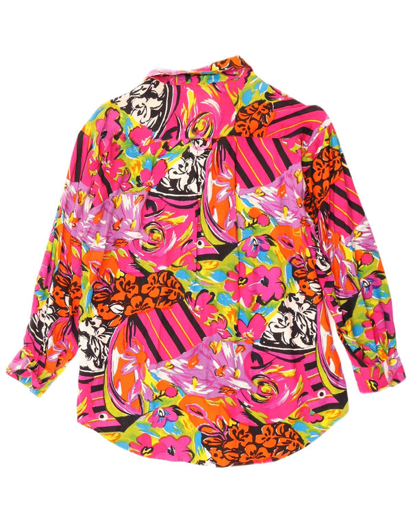 Женская блузка-рубашка VINTAGE UK 16, большой разноцветный вискоза с цветочным принтом