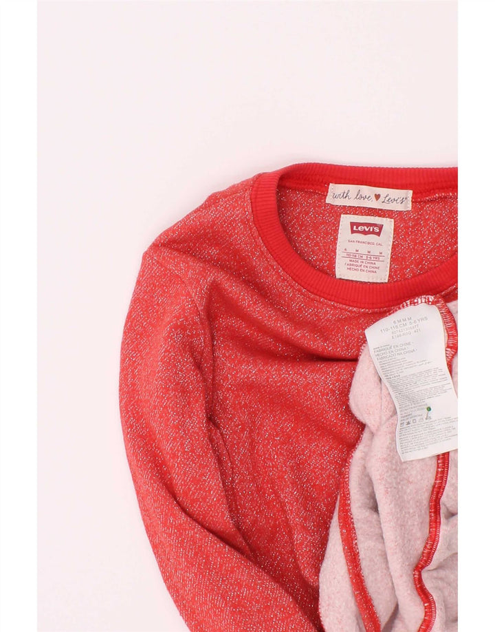 Свитшот Levi's для девочек 5-6 лет, средний красный, хлопковый