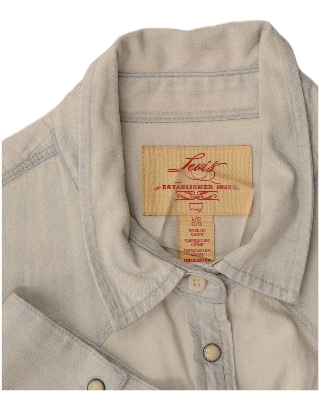 Женская джинсовая рубашка с коротким рукавом Levi's UK 16, большая синяя