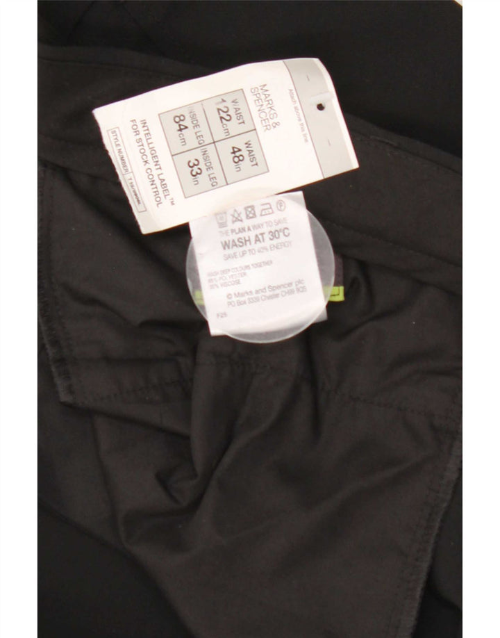 Мужские прямые костюмные брюки Marks & Spencer W48 L33 черные из полиэстера