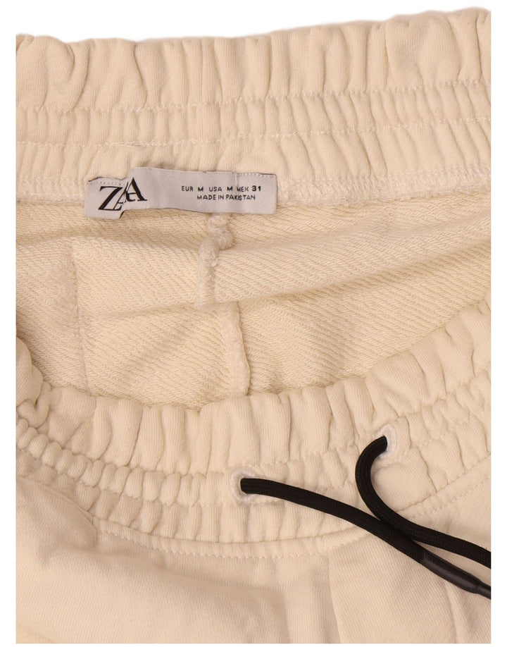 Мужские спортивные брюки Zara, джоггеры, средний цвет, белый хлопок, хлопок