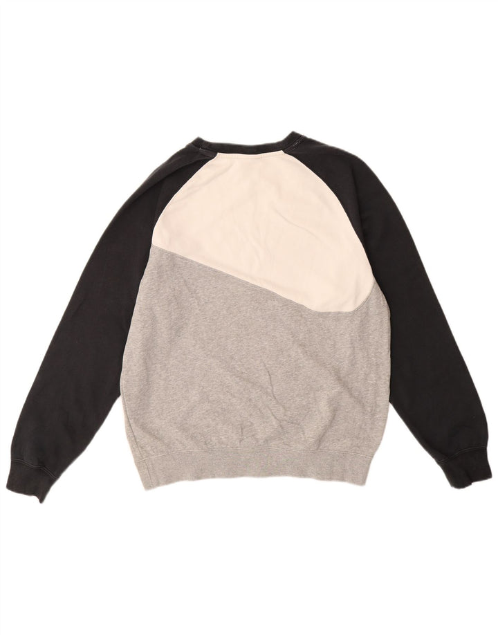 Мужской свитшот с рисунком Nike, хлопковый джемпер среднего серого цвета с цветными блоками