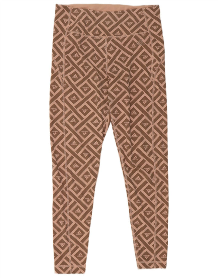 Женские леггинсы Adidas с рисунком UK 16/18, большой розовый полиэстер с геометрическим рисунком
