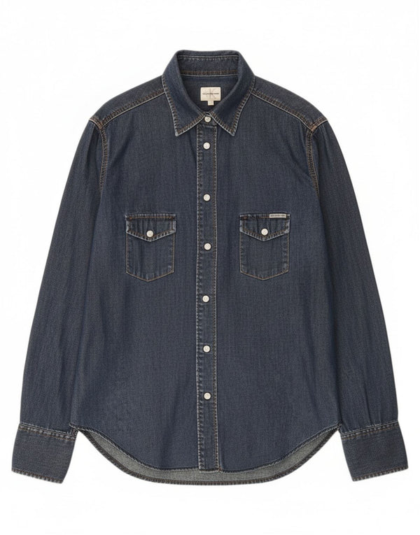 Женская джинсовая рубашка Calvin Klein Jeans UK 18 XL, темно-синяя, хлопок