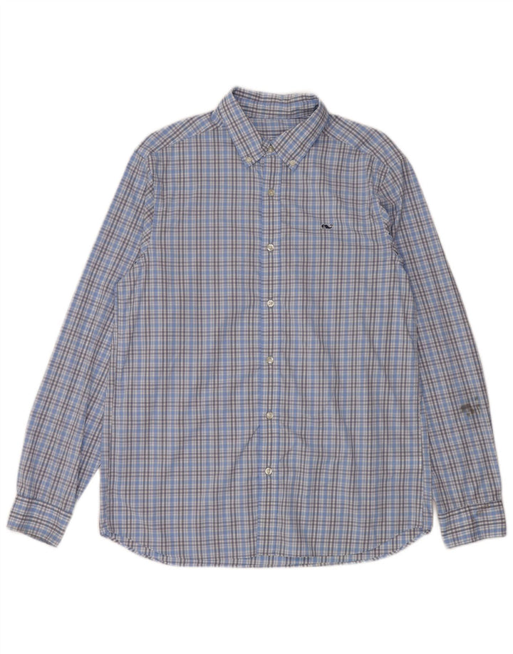 Мужская рубашка классического кроя Vineyard Vines, нейлоновая синяя клетка среднего размера