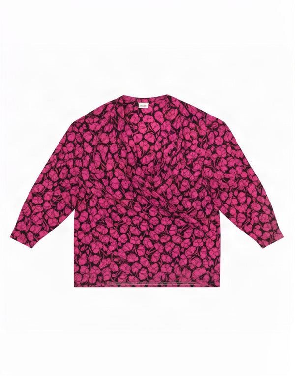 ELENA MIRO Женская блузка с длинным рукавом, топ UK 18 XL, розовый цветочный ацетат