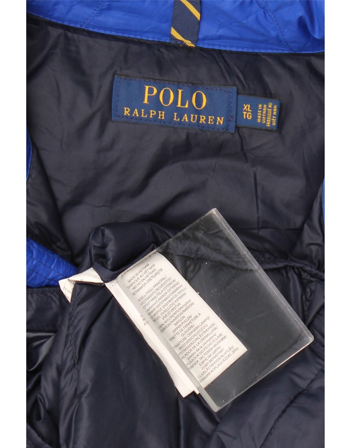 Мужская стеганая куртка POLO RALPH LAUREN UK 42 XL, темно-синий, нейлон с цветными блоками