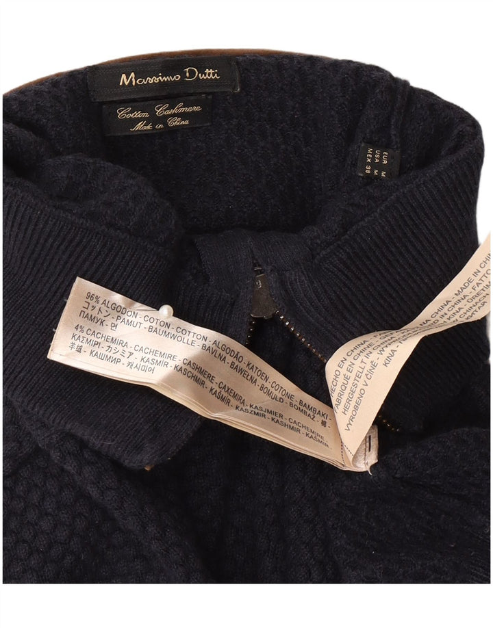 Мужской кардиган Massimo Dutti, средний темно-синий хлопковый свитер