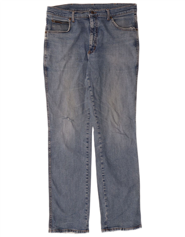 Мужские прямые джинсы Wrangler W36 L34, синие, хлопковые, классические