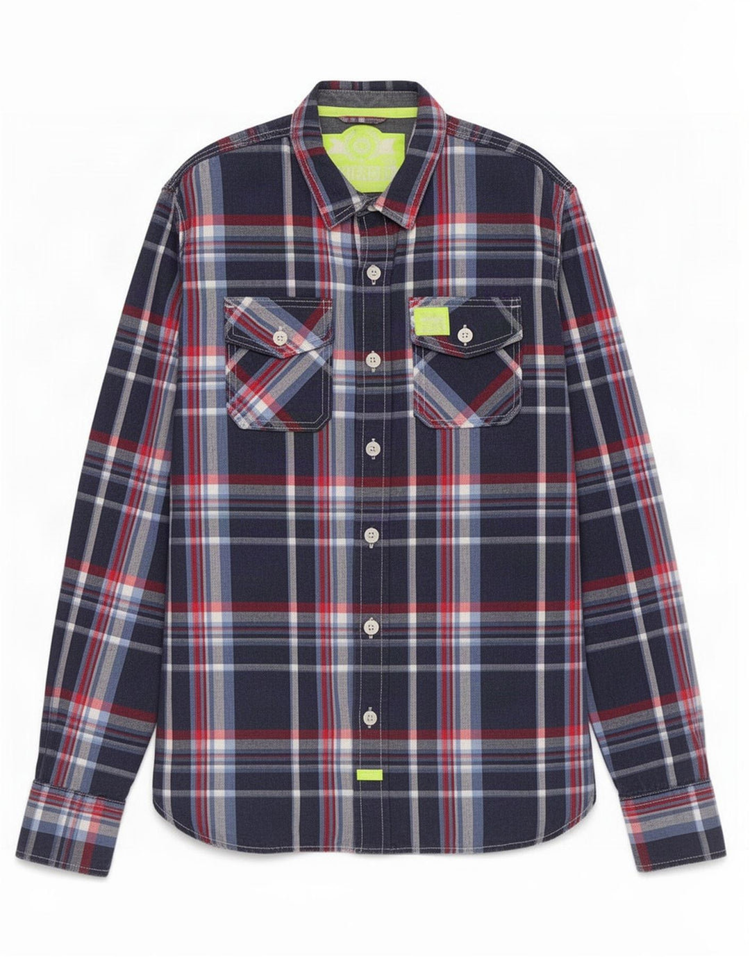 Мужская рубашка Superdry XL, темно-синяя клетка, хлопок
