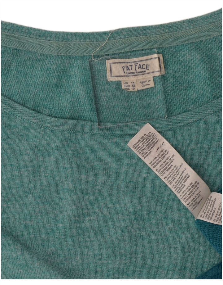 Женский топ для толстого лица с длинным рукавом, Великобритания, 14 больших бирюзовых цветов, хлопок