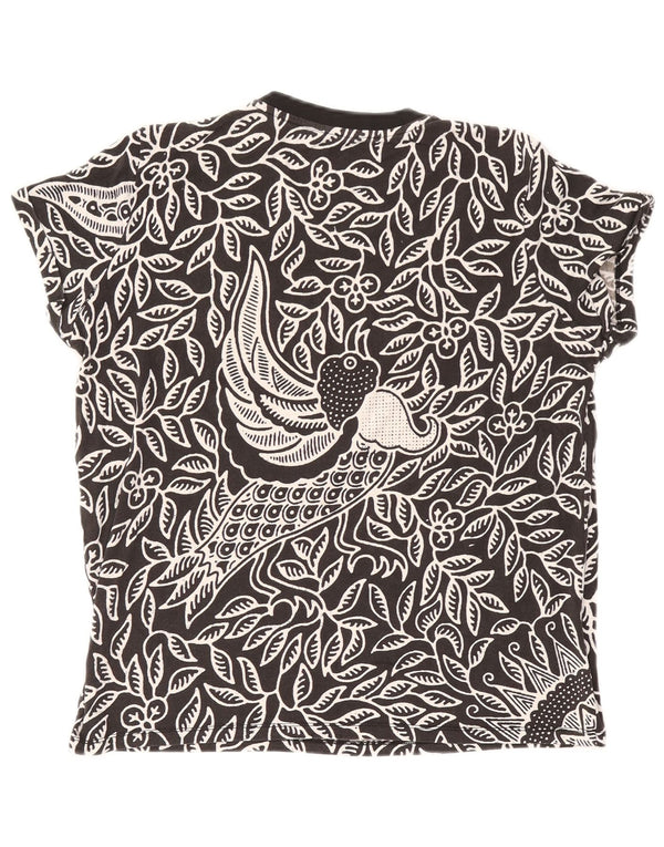 Женская футболка с рисунком Desigual Top UK 14, большая серая вискоза с цветочным принтом