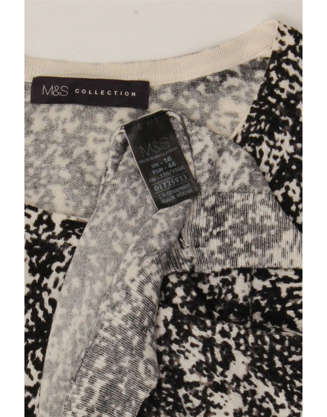 Женский кардиган с абстрактным узором Marks & Spencer, Великобритания 16, большой черный