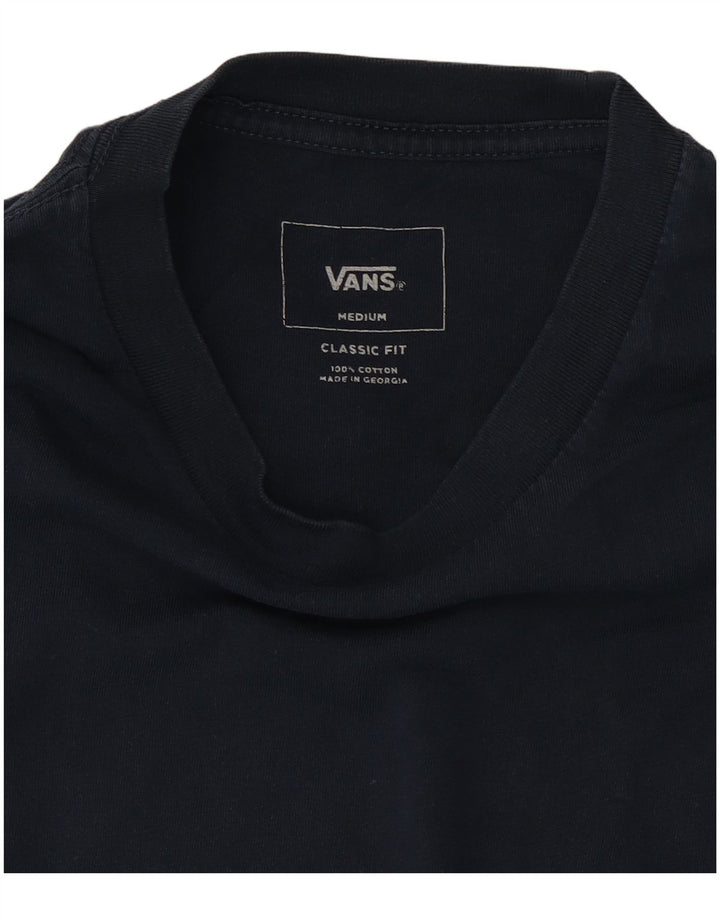 Мужская футболка классического кроя VANS, топ среднего размера, темно-синий, хлопок