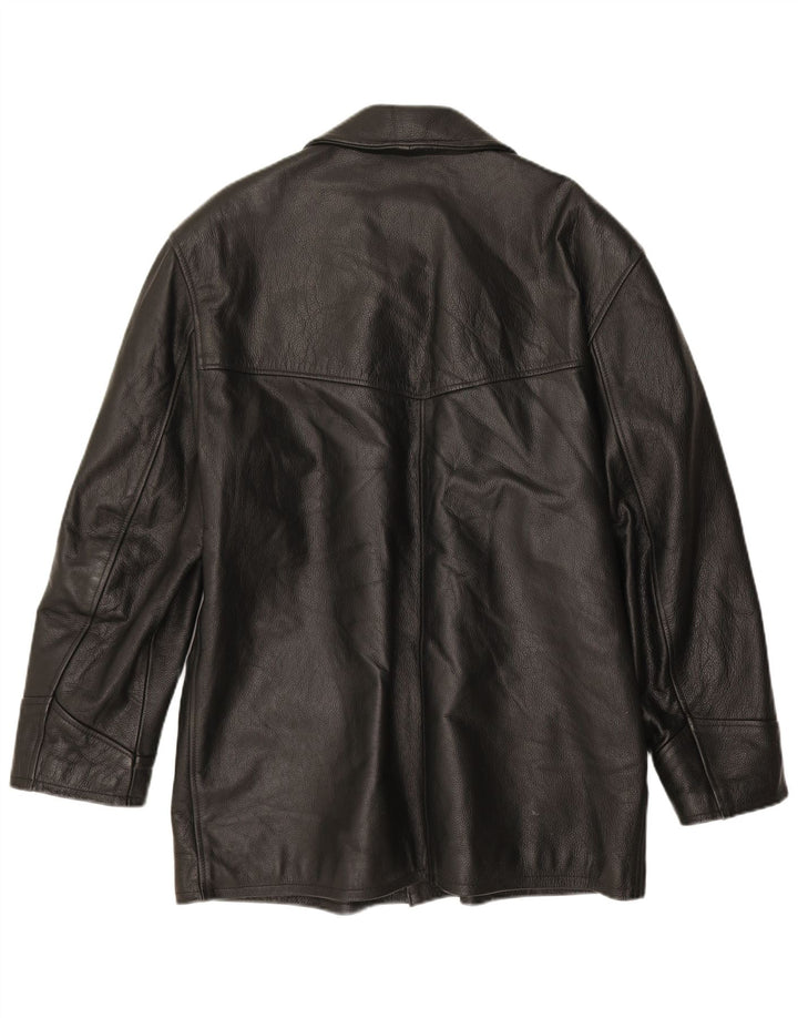 Винтажная мужская кожаная куртка UK 40, большая черная кожаная