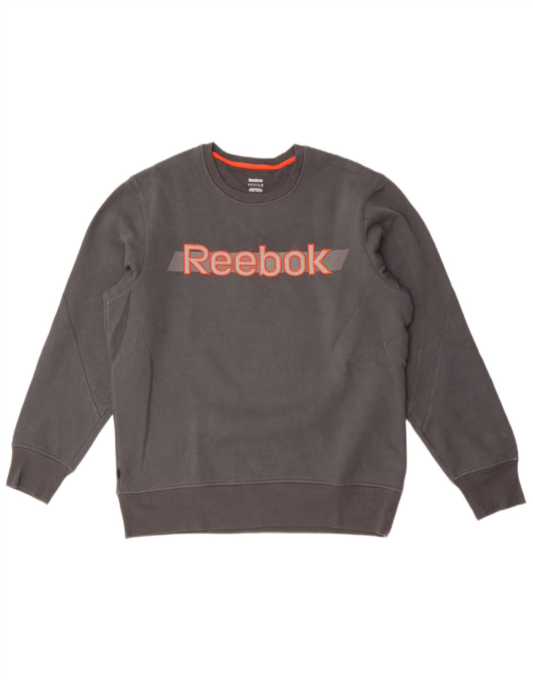 Reebok Мужской свитшот с рисунком, хлопковый джемпер среднего серого цвета