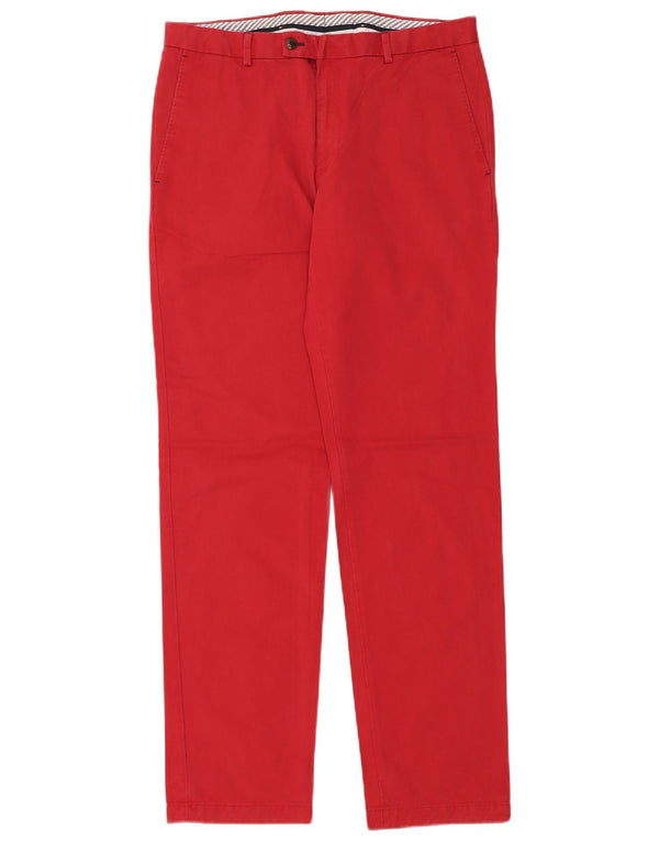 Tommy Hilfiger Mens Straight Chino Trousers W34 L34 Red Cotton