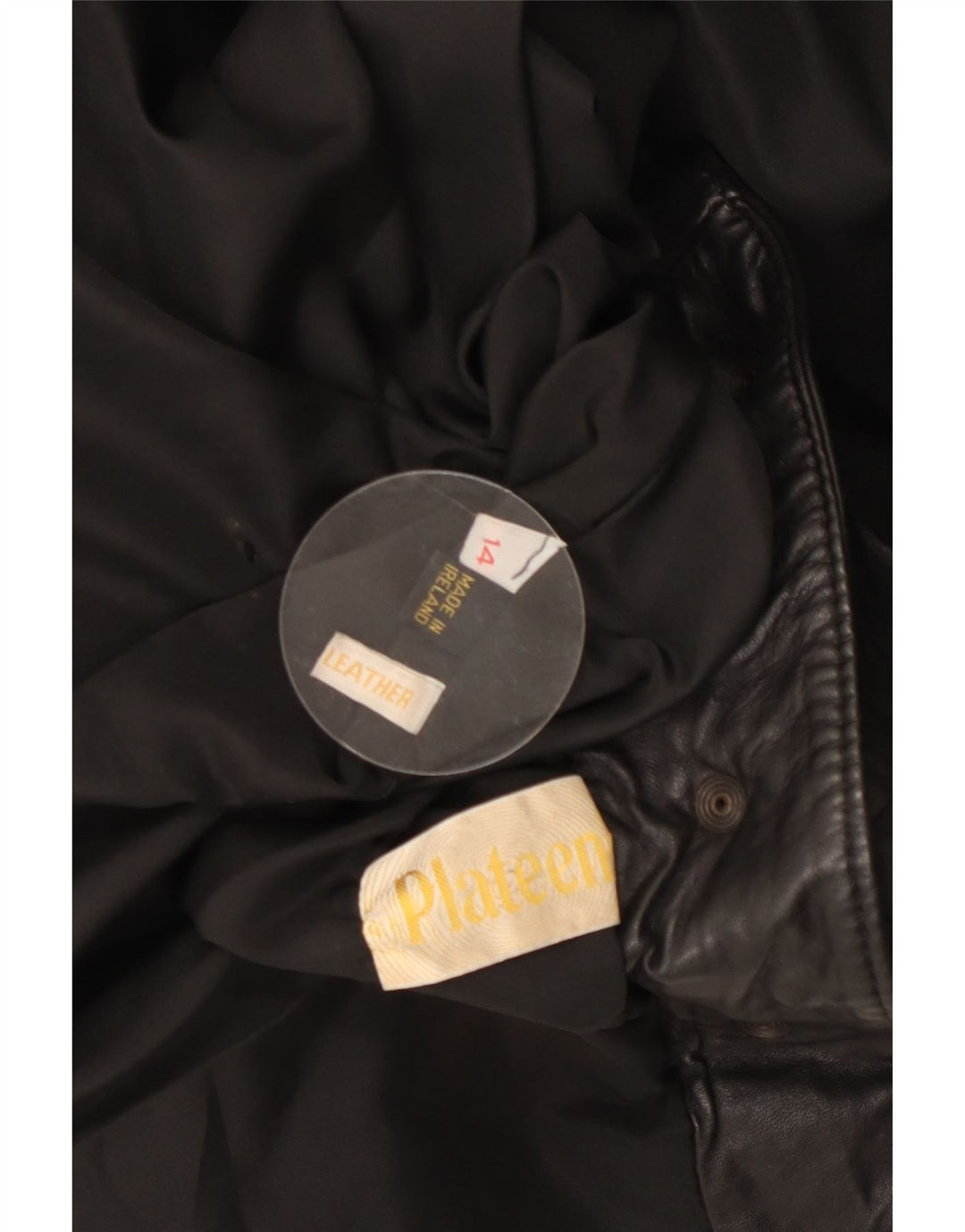 Женская кожаная куртка оверсайз VINTAGE UK 14, большая черная кожа