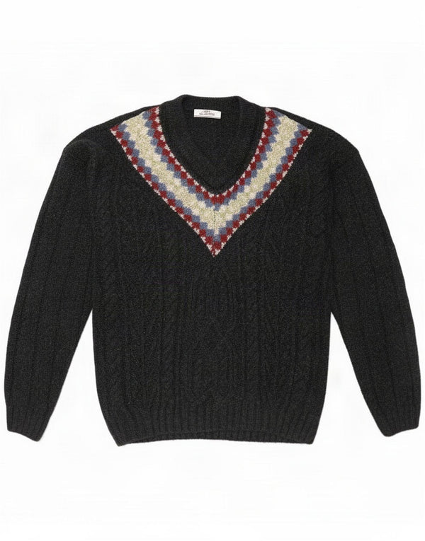 Мужской джемпер с v-образным вырезом Ciao XL, черный Fair Isle New Wool