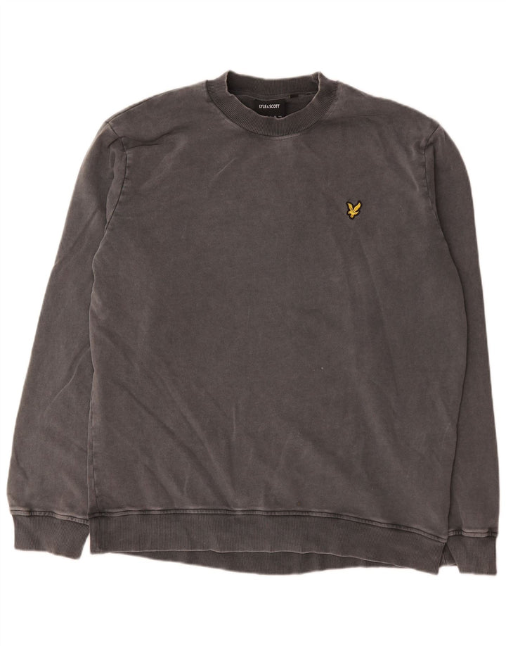 Мужской свитер Lyle & Scott, большой серый хлопковый джемпер