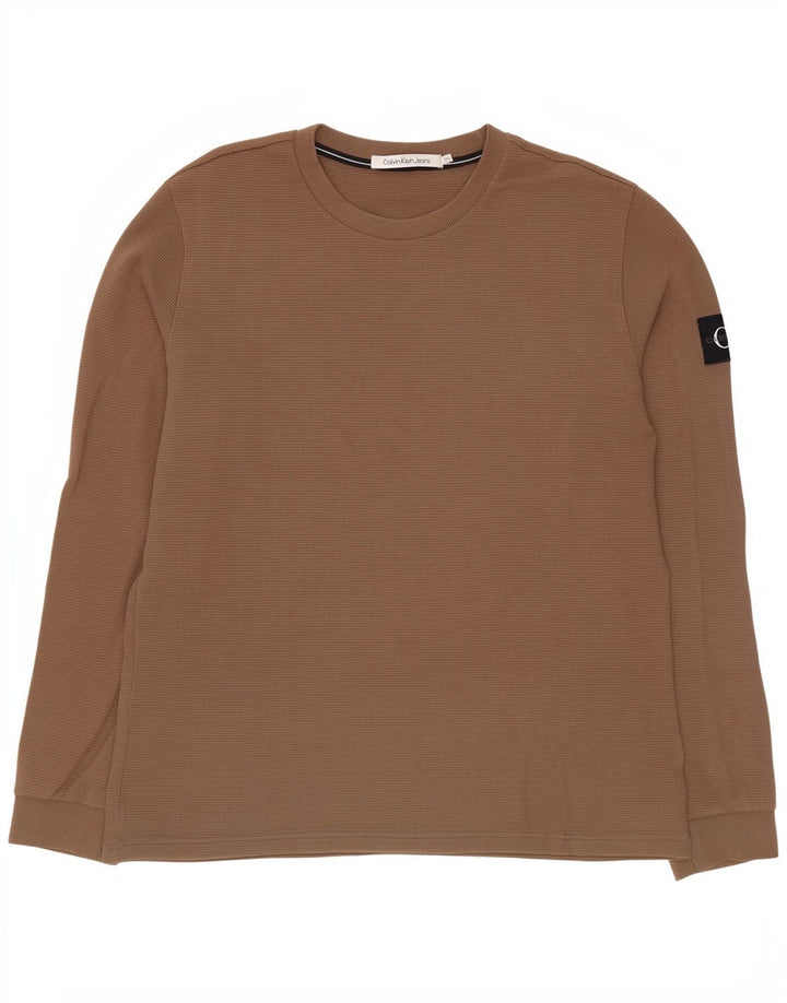 Мужской топ Calvin Klein с длинным рукавом 2XL, коричневый хлопок