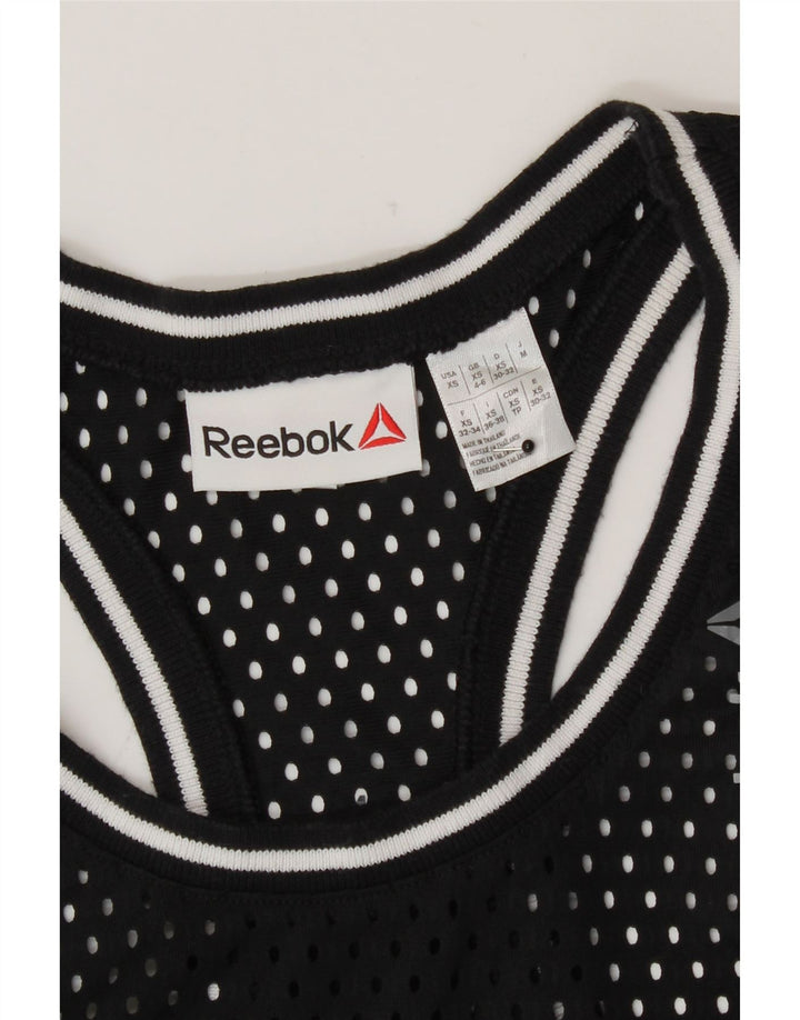 Женский прозрачный жилет Reebok с графическим рисунком UK 4/6 XS, черный полиэстер